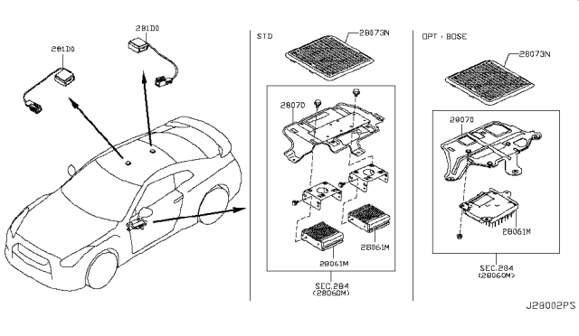 2019 Nissan GT-R Bracket-Av Unit Diagram for 28070-6HR0A