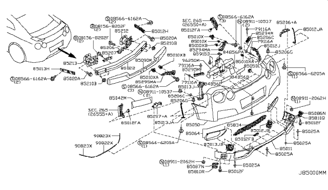 2013 Nissan GT-R Rear Bumper Diagram 1