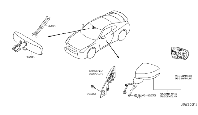 2010 Nissan GT-R Rear View Mirror Diagram