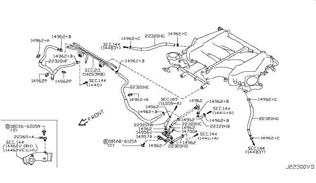 2009 Nissan GT-R Engine Control Vacuum Piping Diagram 3