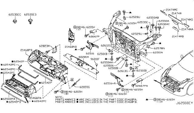 2013 Nissan GT-R Clip Diagram for 62598-JF00A