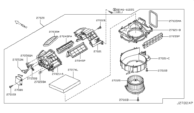 2013 Nissan GT-R Motor Assembly - Blower W/CASE Diagram for 27225-JK60D