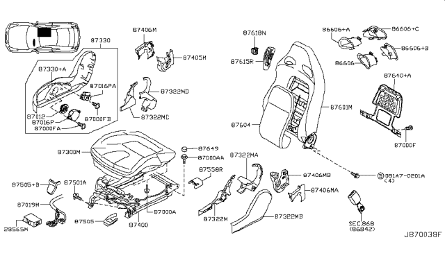 2011 Nissan GT-R Front Seat Diagram 4