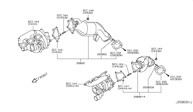 2012 Nissan GT-R Three Way Catalytic Converter Diagram for B08B2-JF20A