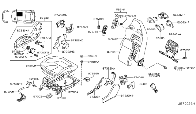 2013 Nissan GT-R Front Seat Diagram 5