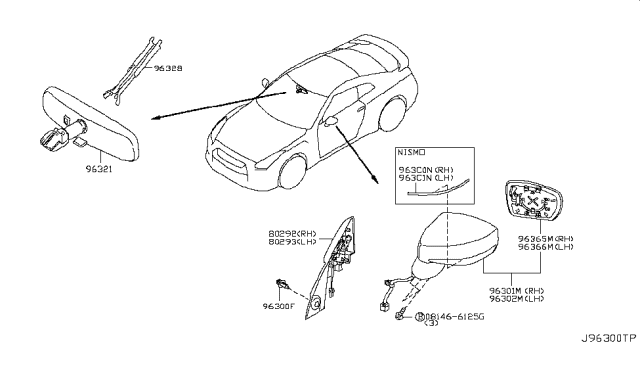 2015 Nissan GT-R Mirror Assembly-Door,RH Diagram for K6301-JF30A