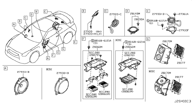 2011 Nissan GT-R Speaker Diagram 1