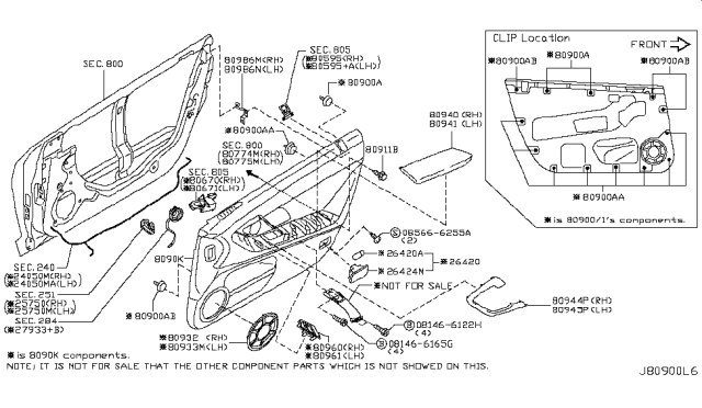 2011 Nissan GT-R Front Door Trimming Diagram 2