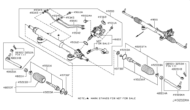 2013 Nissan GT-R Power Steering Gear Diagram