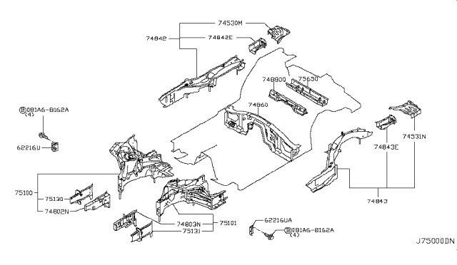 2010 Nissan GT-R Member & Fitting Diagram 1