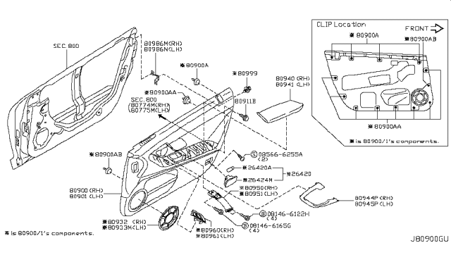 2009 Nissan GT-R Front Door Trimming Diagram 1