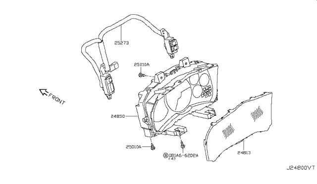 2012 Nissan GT-R Speedometer Assembly Diagram for 24820-KJ13A