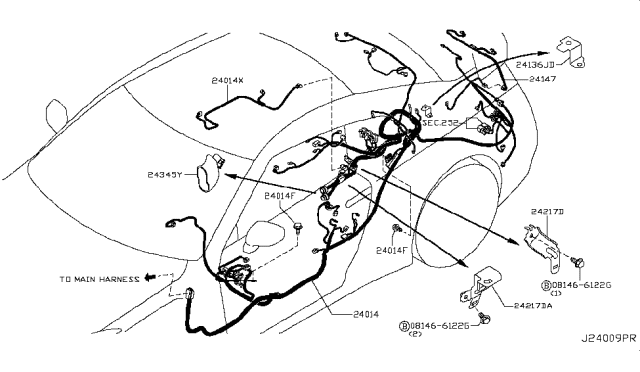 2016 Nissan GT-R Harness-Body Diagram for 24014-6AW0B