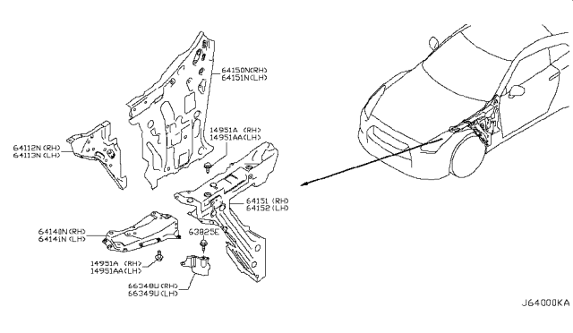 2011 Nissan GT-R Hood Ledge & Fitting Diagram 1