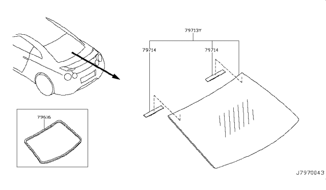 2019 Nissan GT-R Glass-Rear Window Diagram for G9700-KB50B