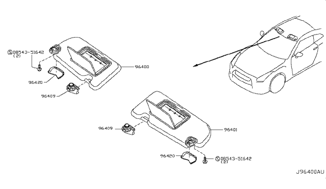 2010 Nissan GT-R Sunvisor Diagram 2