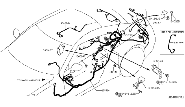 2012 Nissan GT-R Harness-Body Diagram for 24014-38B1B