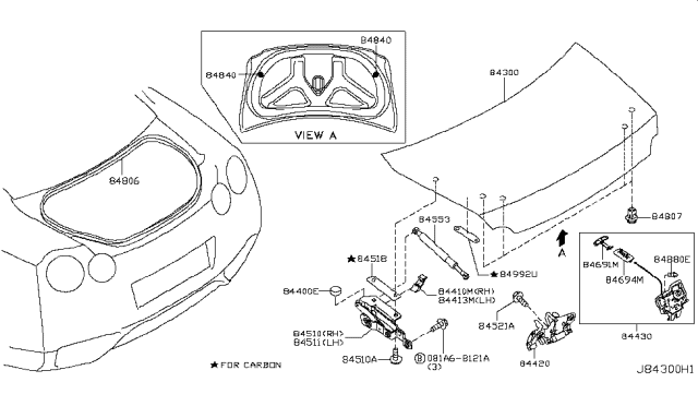 2019 Nissan GT-R Trunk Lid & Fitting Diagram 2