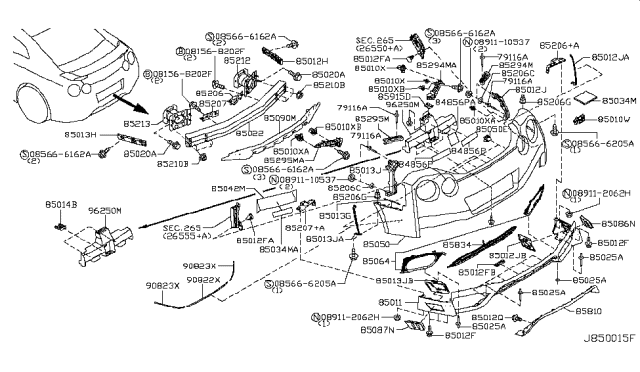 2018 Nissan GT-R Rear Bumper Cover Diagram for HEM22-6AV2H