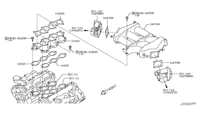 2010 Nissan GT-R Manifold-Intake Diagram for 14003-JF00A