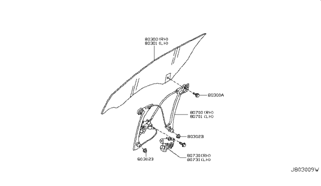 2012 Nissan GT-R Regulator Assy-Door Window,LH Diagram for 80721-JF00A