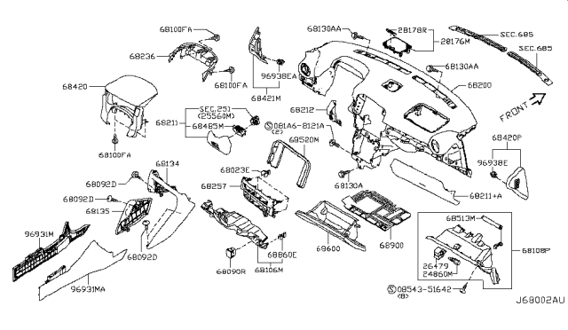 2018 Nissan GT-R Instrument Panel,Pad & Cluster Lid Diagram 4