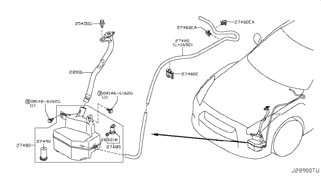 2013 Nissan GT-R Windshield Washer Diagram 1