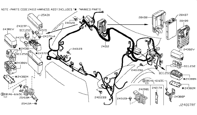 2011 Nissan GT-R Cover-Holder Diagram for 24372-JF00A