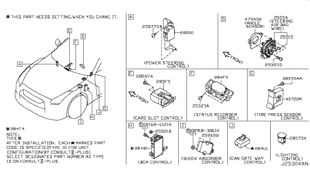 2017 Nissan GT-R Tpms Tire Pressure Monitoring Sensor Diagram for 40720-KJ10A