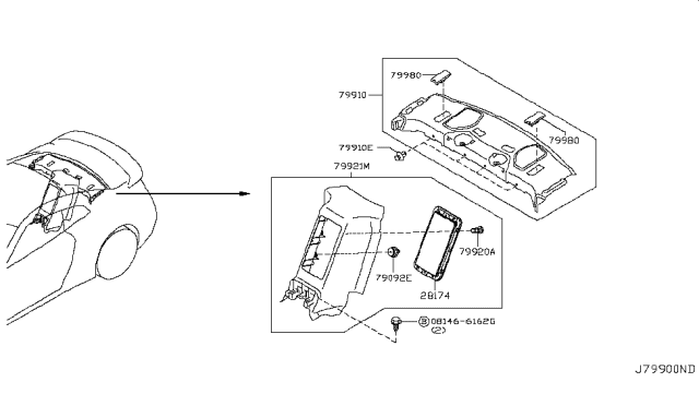 2018 Nissan GT-R Rear & Back Panel Trimming Diagram 1