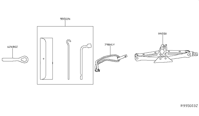 2019 Nissan Rogue Tool Kit & Maintenance Manual Diagram