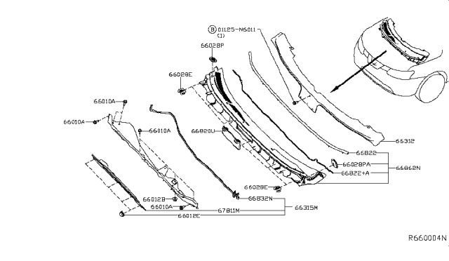 2014 Nissan Rogue Cowl Top & Fitting Diagram