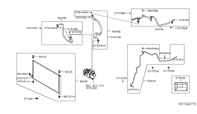 2014 Nissan Rogue Condenser,Liquid Tank & Piping Diagram