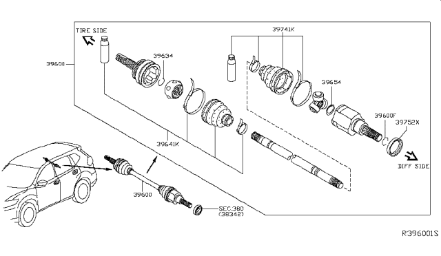 2015 Nissan Rogue Rear Drive Shaft Diagram 1