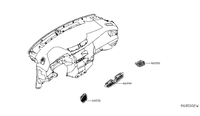 2017 Nissan Rogue Vent-Center Up Blk Diagram for 68750-4BA0A