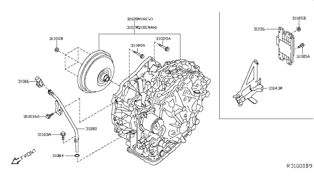 2014 Nissan Rogue Auto Transmission,Transaxle & Fitting Diagram 1