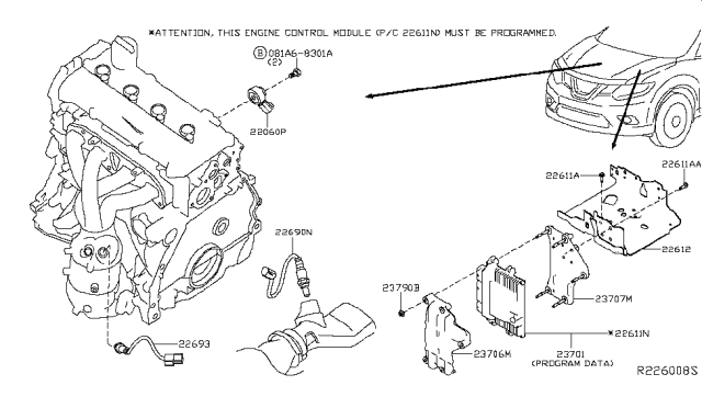 2019 Nissan Rogue Bracket-Control Unit Diagram for 23714-4CL0B