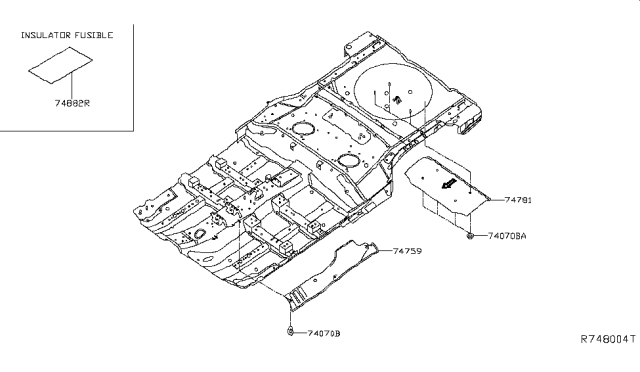 2019 Nissan Rogue Heat Insulator-Trunk Floor Diagram for 74772-5HA0A