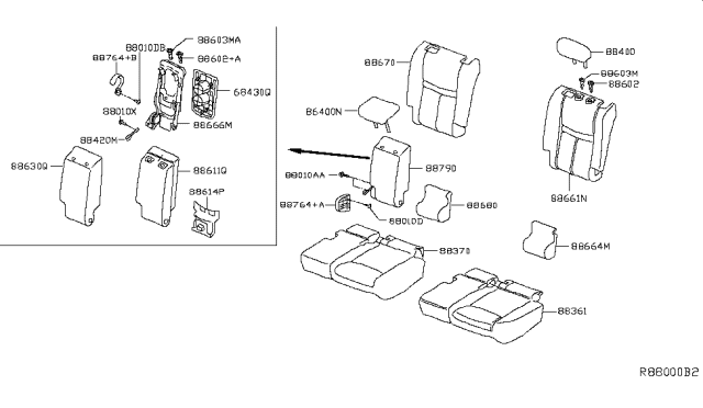 2015 Nissan Rogue Trim Assy-Rear Seat Back,Side LH Diagram for 88680-4CP1B