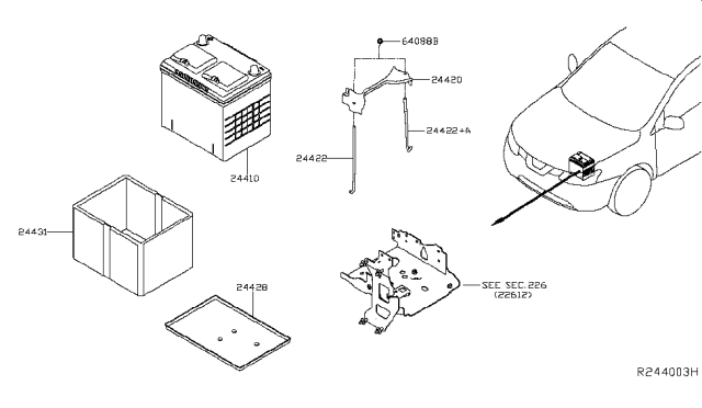 2018 Nissan Rogue Battery & Battery Mounting Diagram