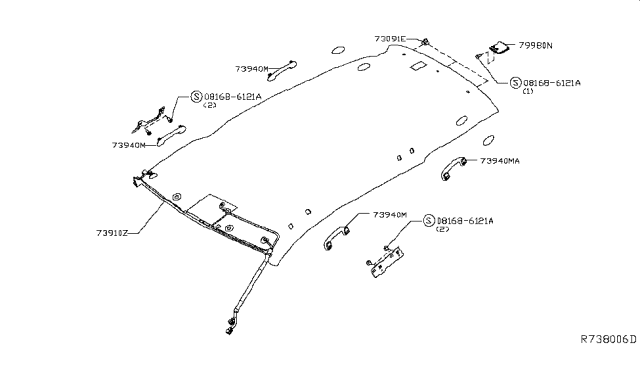 2019 Nissan Rogue Headlining Assy Diagram for 73910-5HT3A