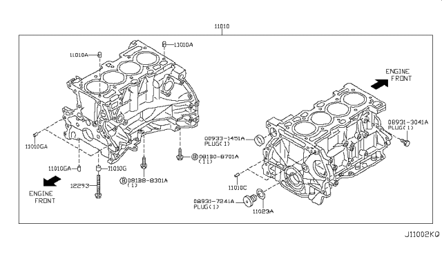 2014 Nissan Rogue Cylinder Block & Oil Pan Diagram 2