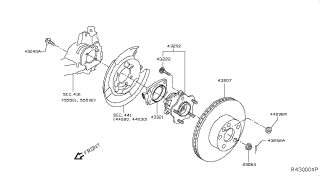 2018 Nissan Rogue Rotor-Disc Brake,Rear Axle Diagram for 43206-5HA0A