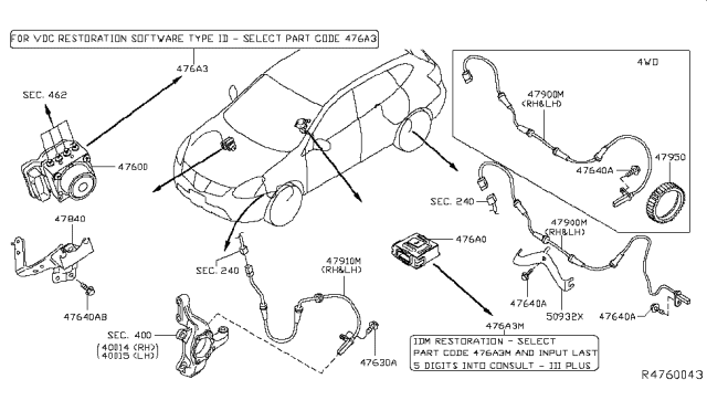 2019 Nissan Rogue Anti Skid Actuator Assembly Diagram for 47660-5HR2B
