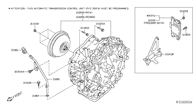 2017 Nissan Rogue Seal-O Ring Diagram for 31084-5HA0A