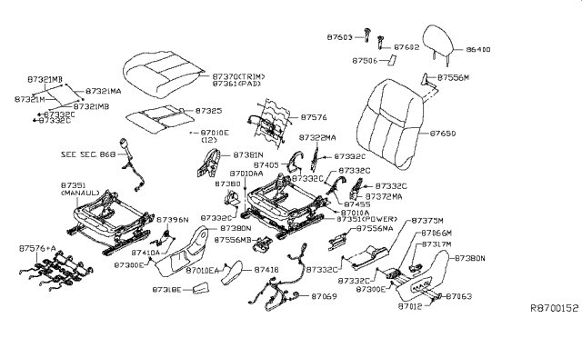 2016 Nissan Rogue FINISHER Assembly-Cushion,Front Seat Outer LH Diagram for 87380-4BT3B