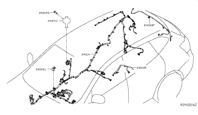 2019 Nissan Rogue Harness CONER Sen Rear Diagram for 24093-5HT0A