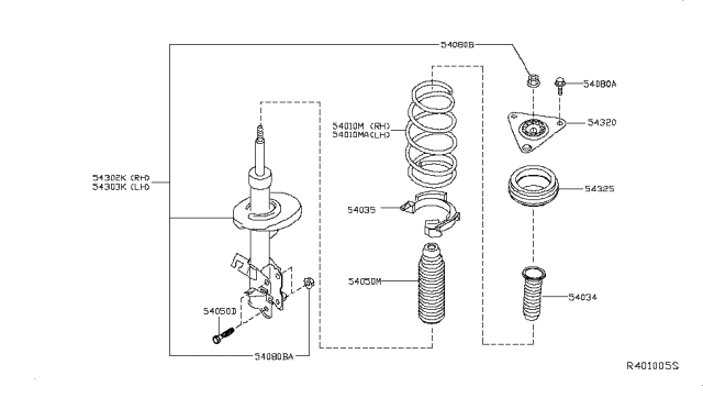 2019 Nissan Rogue Strut Mounting Insulator Assembly Diagram for 54320-5HA0A