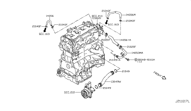 2019 Nissan Rogue Water Hose & Piping Diagram