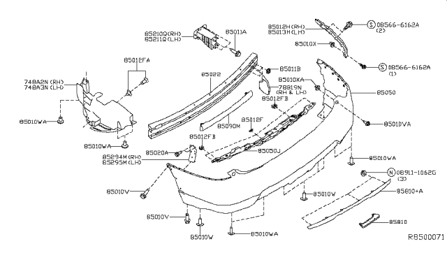 2018 Nissan Rogue Absorber Assy-Energy,Rear Bumper Diagram for 85090-5HA0A